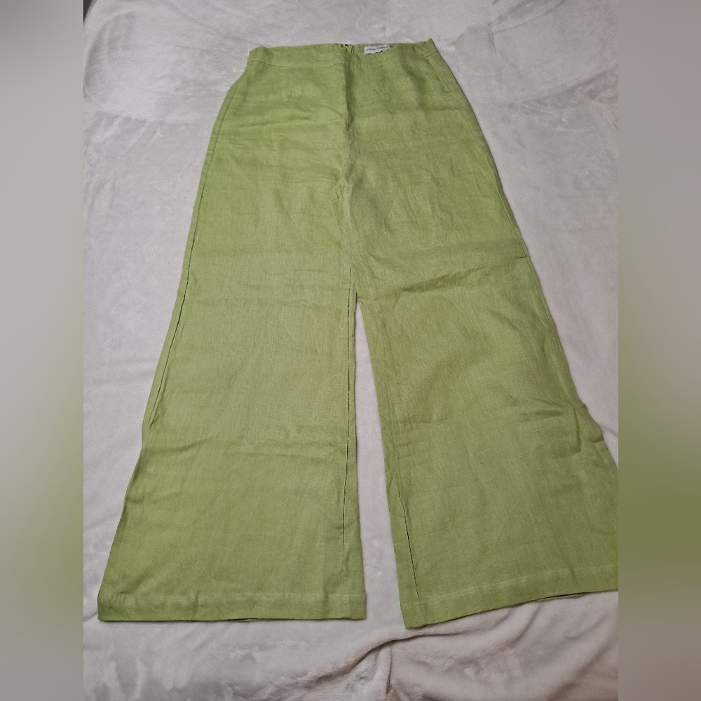 Faithfull the Brand Lime Green Linen Wide Leg Pants